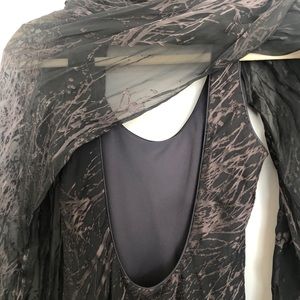 Andrea Polizzi Long gown with shawl. Shades of gray. Lined. Minimal wear.